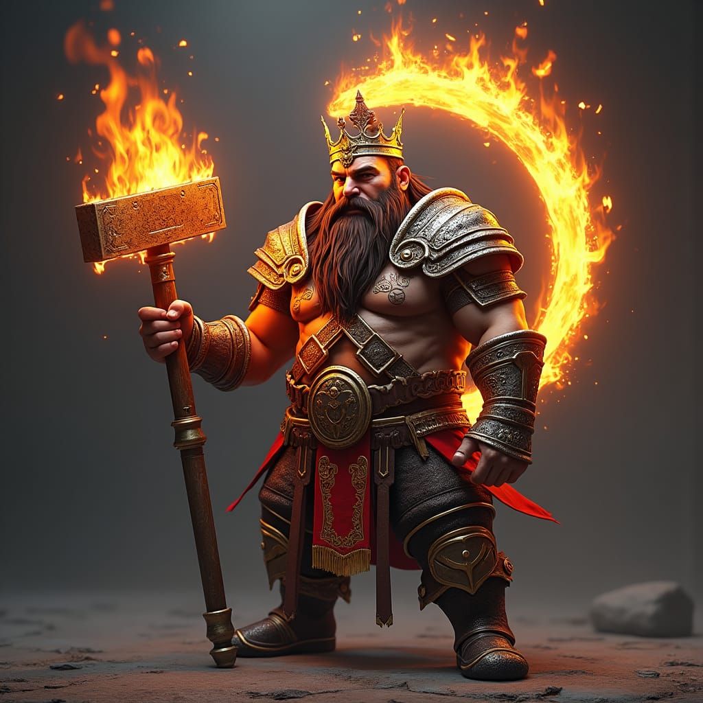 Fiery Dwarf Champion in Ornate Armor