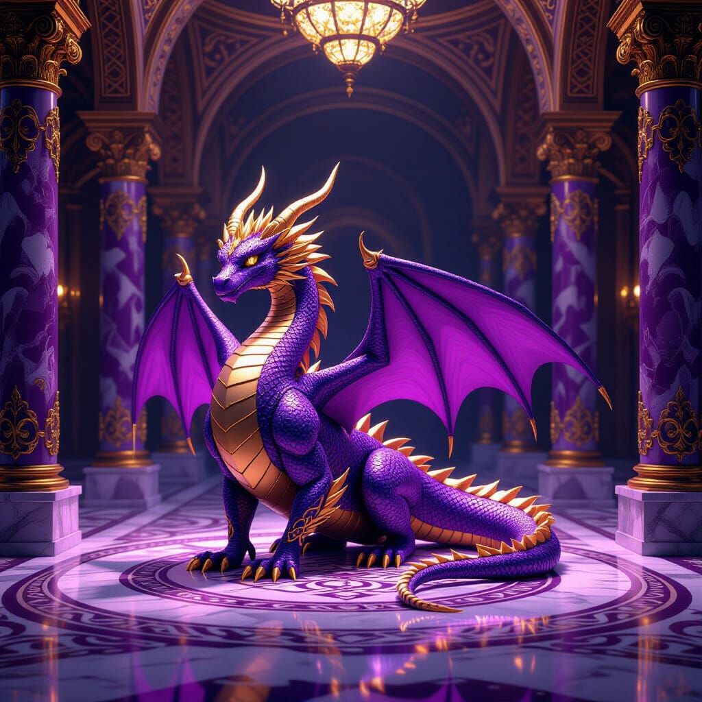 Violet Gold Dragon with Celtic Knots in Marble Hall