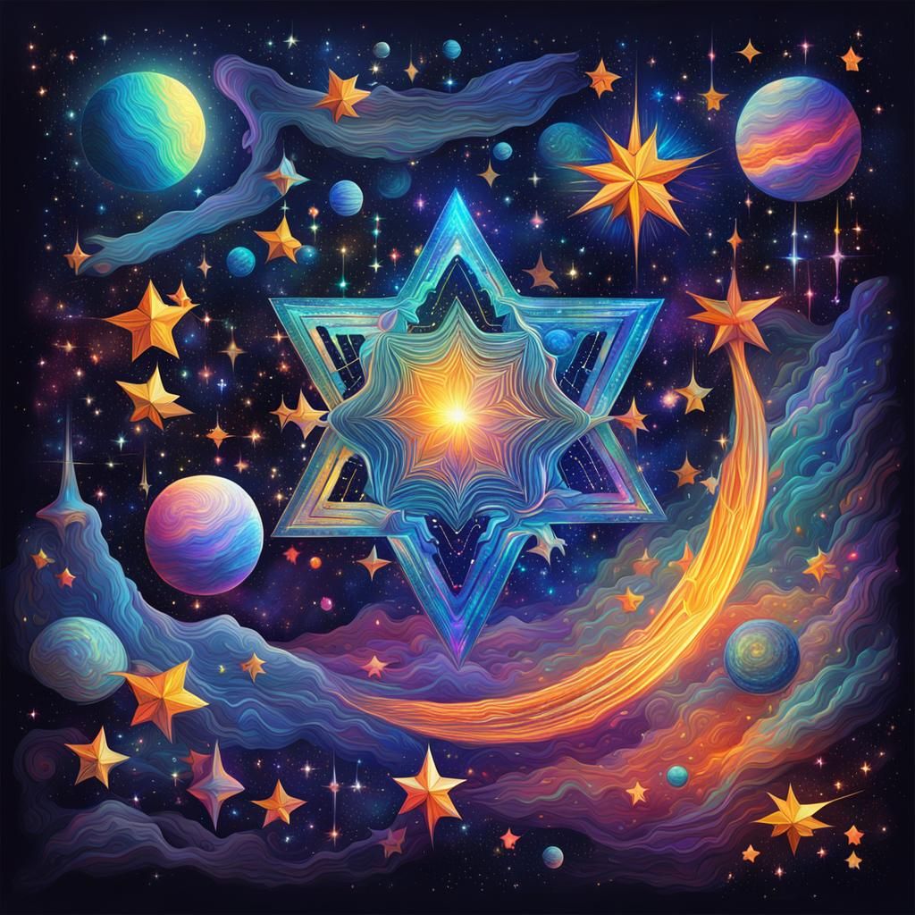 Holographic Astral Cosmic Star Illustration
