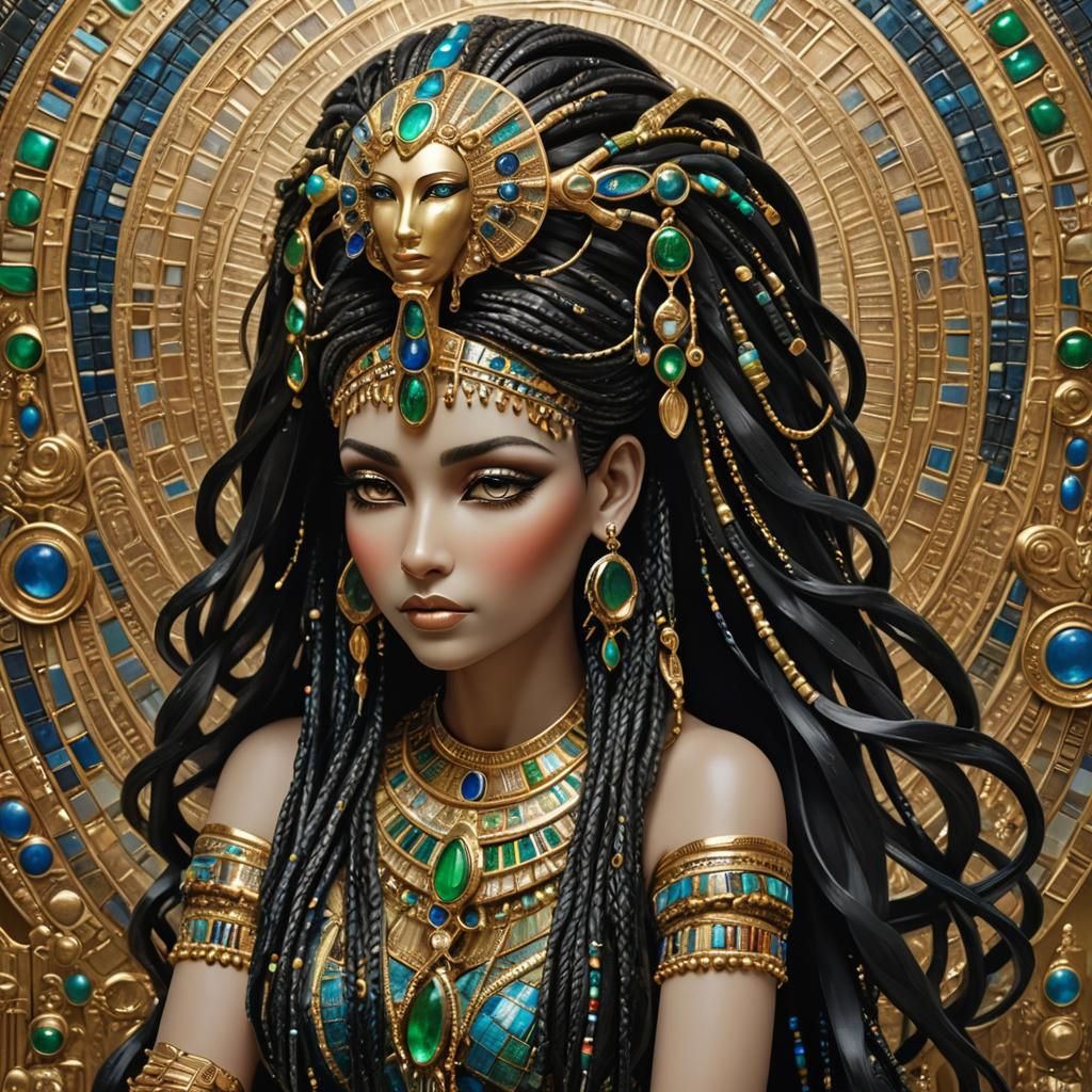 Egyptian Goddess in Iridescent Porcelain Style