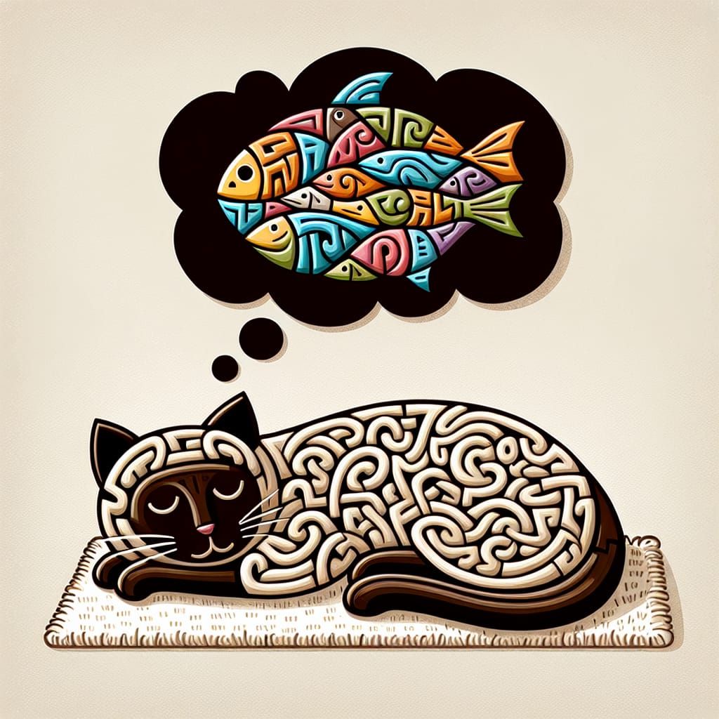 Siamese Cat Nap Dream in Typographic Art