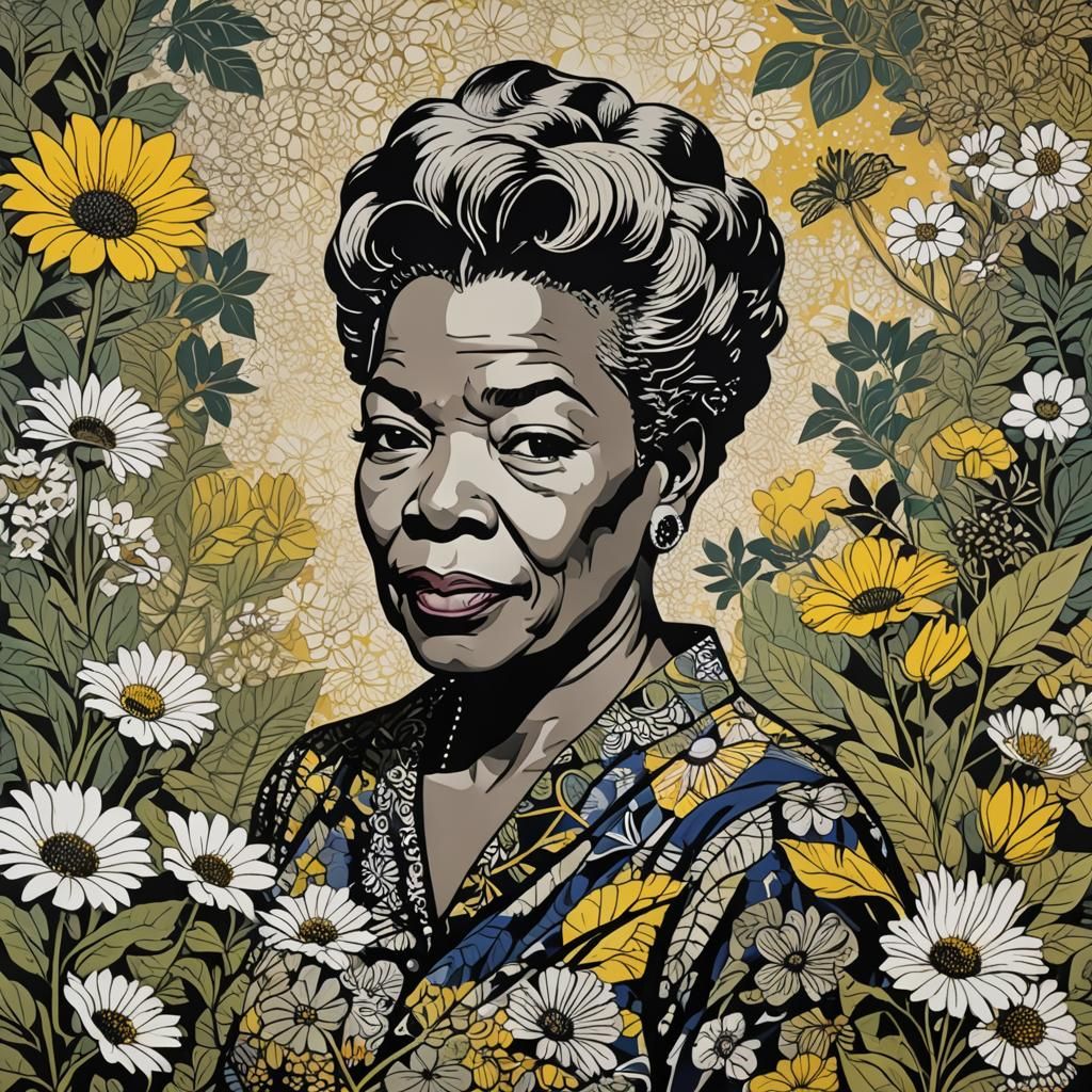 Maya Angelou Portrait: Neoism and Batik in Lichtenstein Styl...