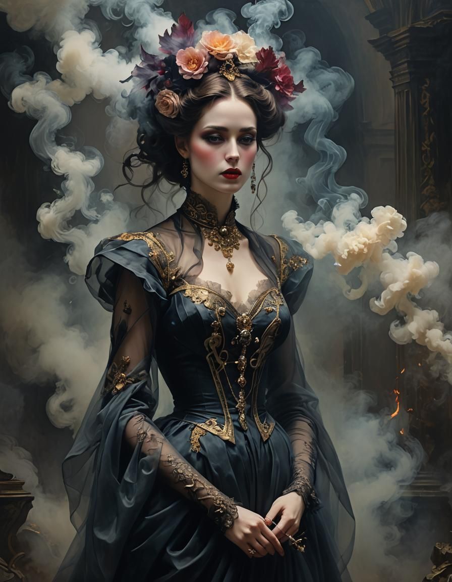 Ethereal Smoke Elemental in Dreamscape, Vivid Colors