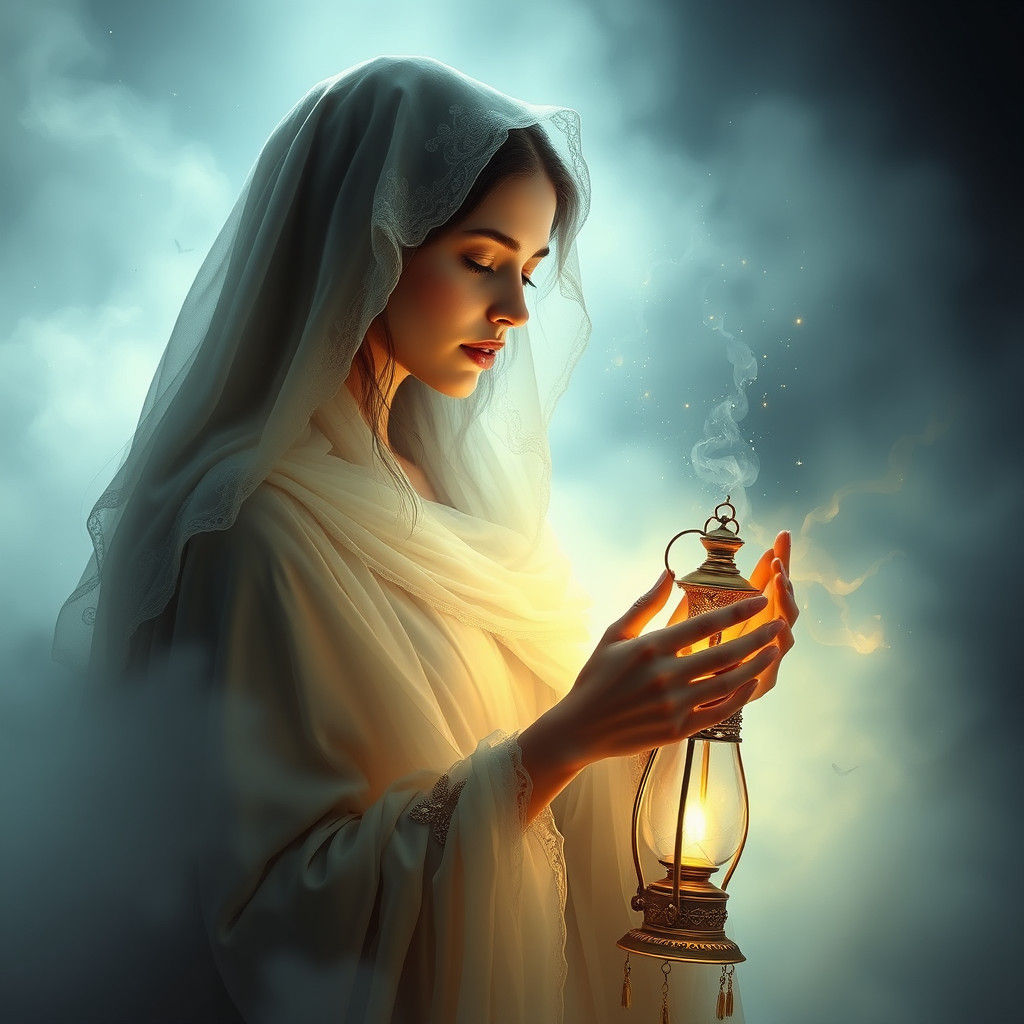 Ethereal Woman Uttering Words of Wisdom as Digital Art