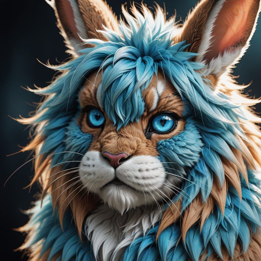 Fantasy Bunny Portrait in Vibrant Pastel Hues