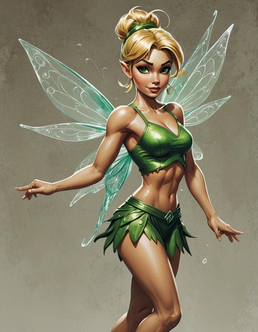 Tinkerbell as Bodybuilder in Comics Art Style