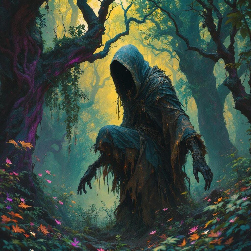 Lost Elemental Wandering in Mystical Ancient Forest