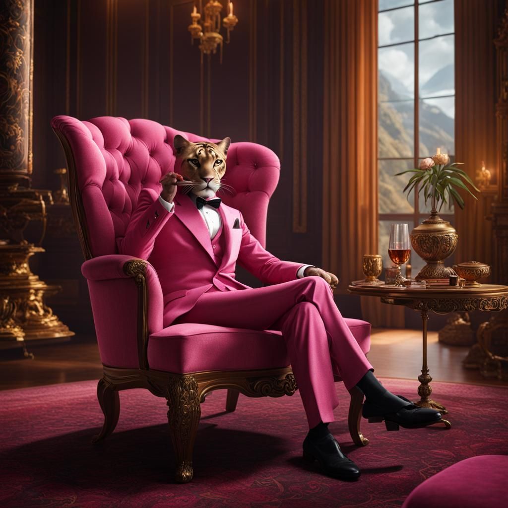 Pink Panther with Cigar: Detailed Matte Painting