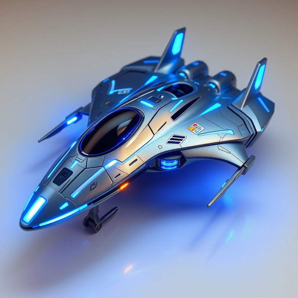 Futuristic Toy Spaceship with Glowing LED Lights