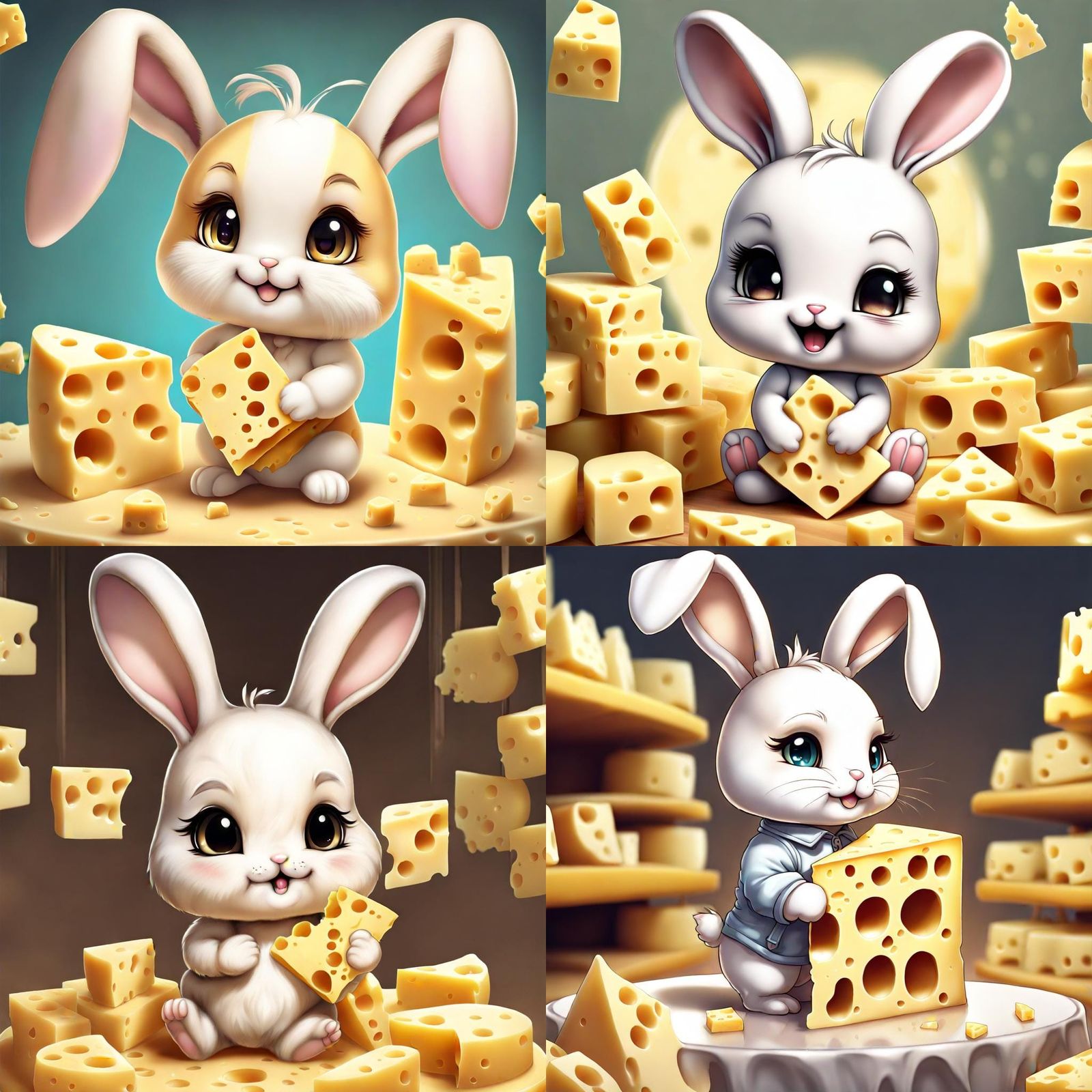 Cheese Chibi Bunny with Ultrarealistic Background