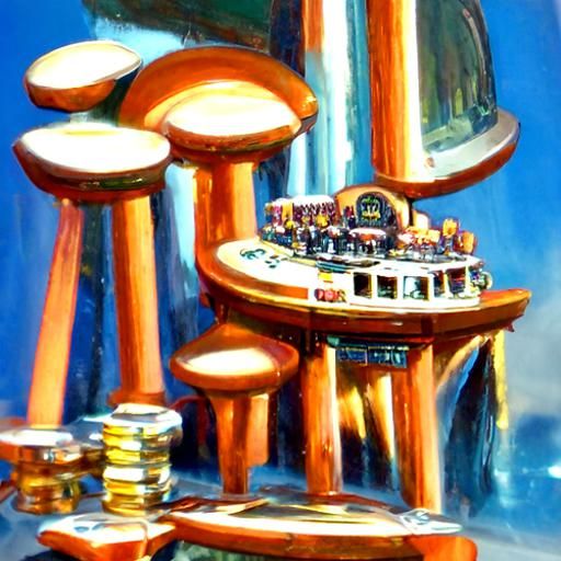Retro Multi-Level Casino: Oil Painting by Gurney Style