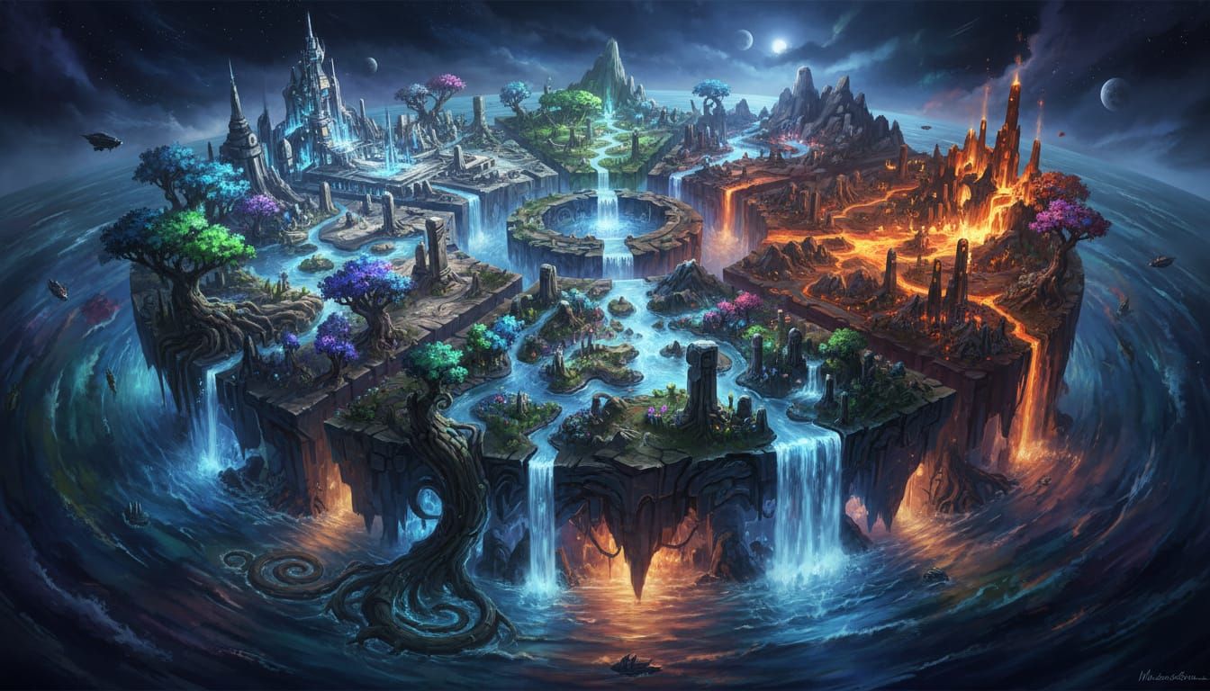 Floating Elemental Island Concept Art