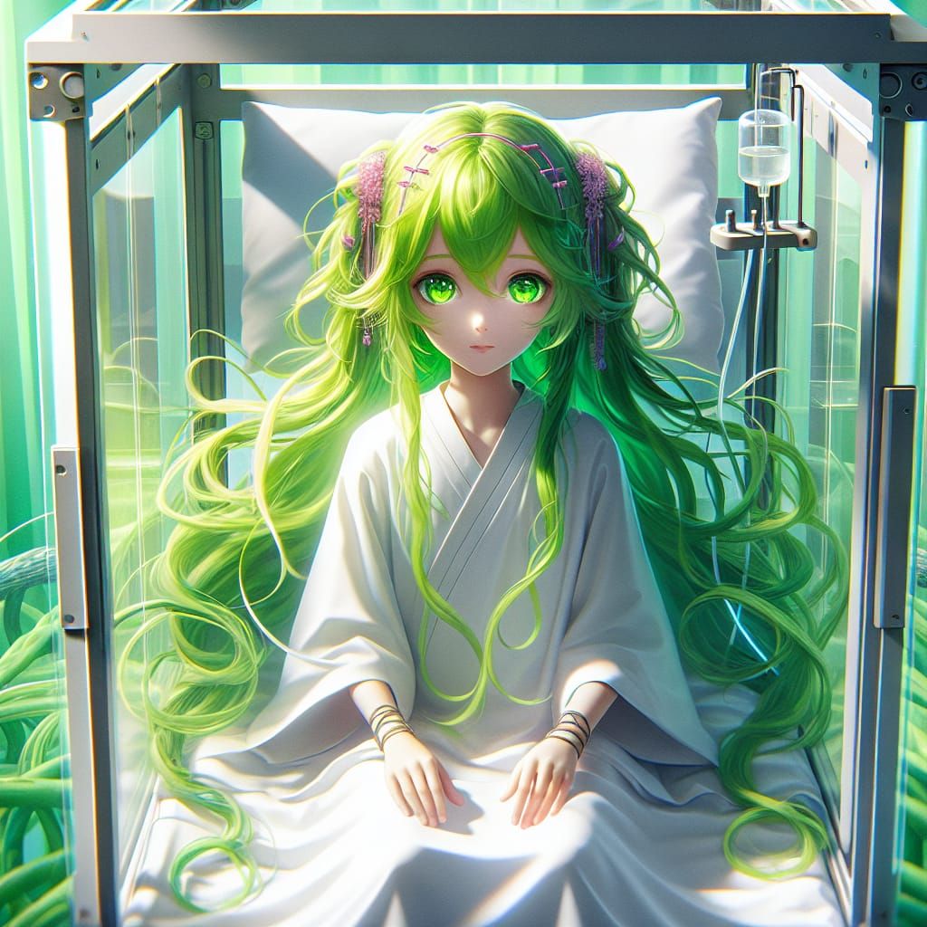 Anime Girl in Glass Room: Fantasy Concept Art