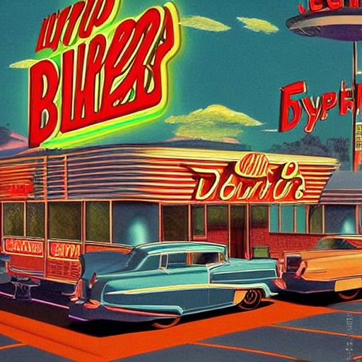 Retro Sci-Fi Diner in Space: 1950s Nuclear Poster Art