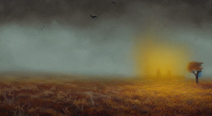 Surreal Nightmare Landscape in Eerie Horror Style