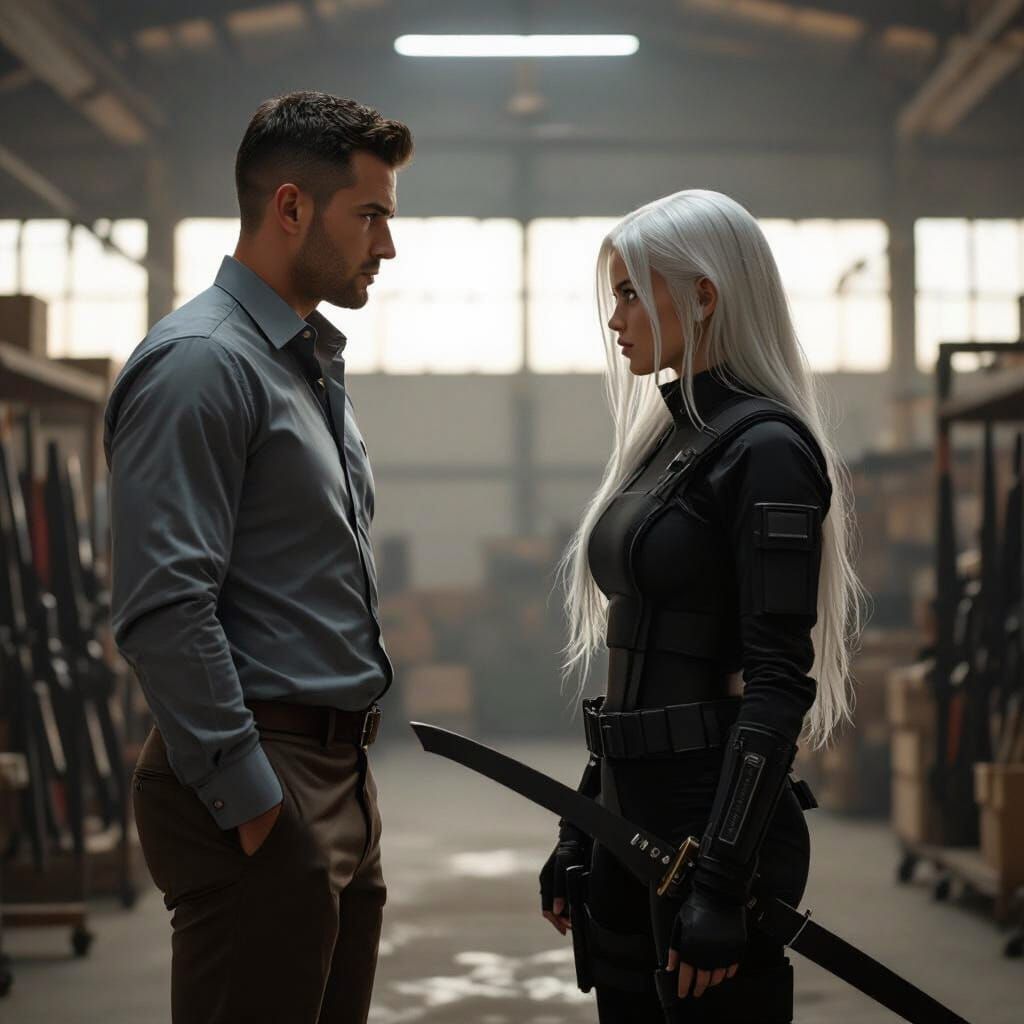 Tension-Filled Sparring Match in Industrial Warehouse