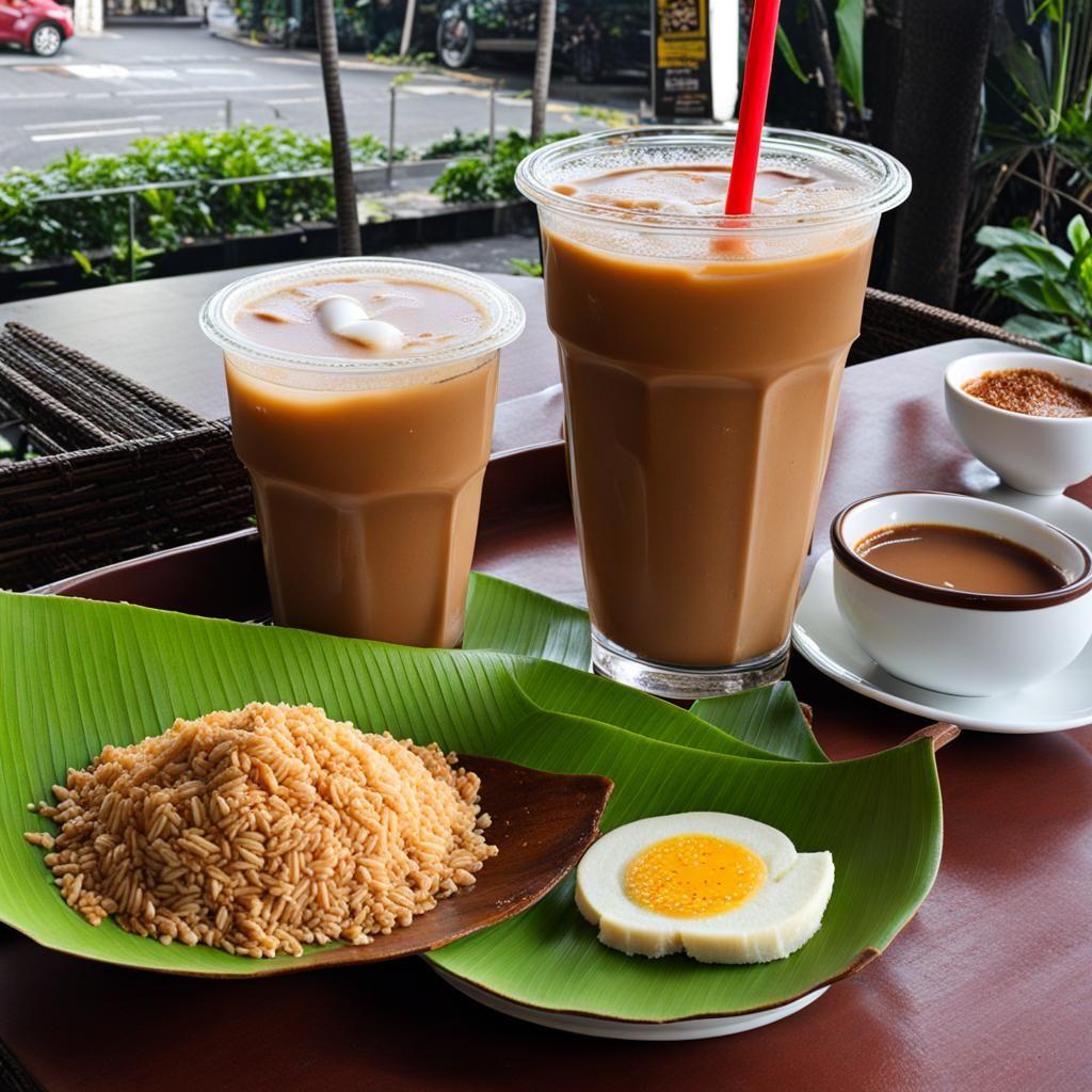 Nasi Lemak and Teh Tarik in Malaysia
