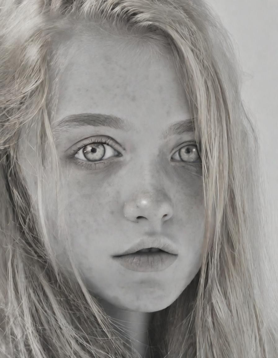 Girl with Golden Hair and Eyes Portrait