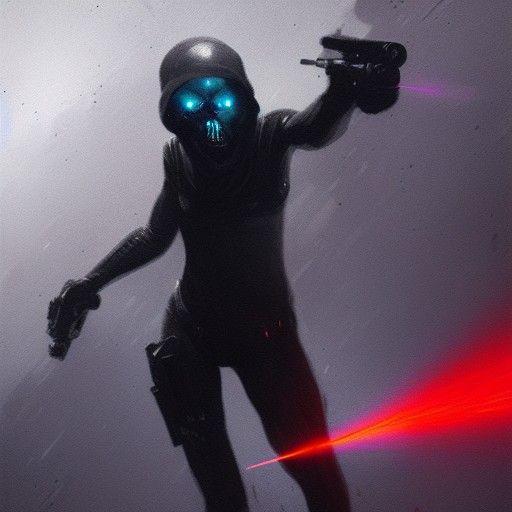 Extraterrestrial Being with Laser Gun in Hyperdetail