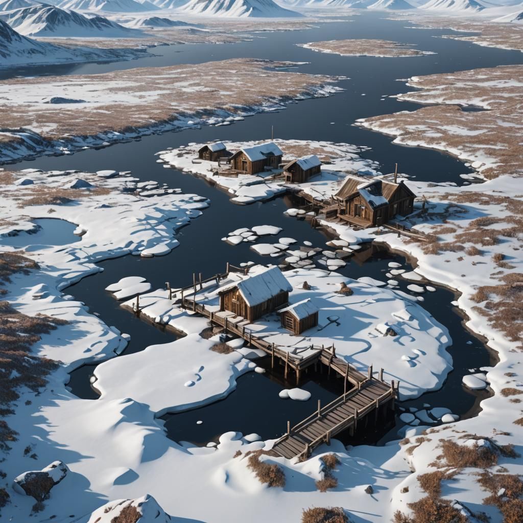 Winter Arctic Tundra: Detailed Matte Painting