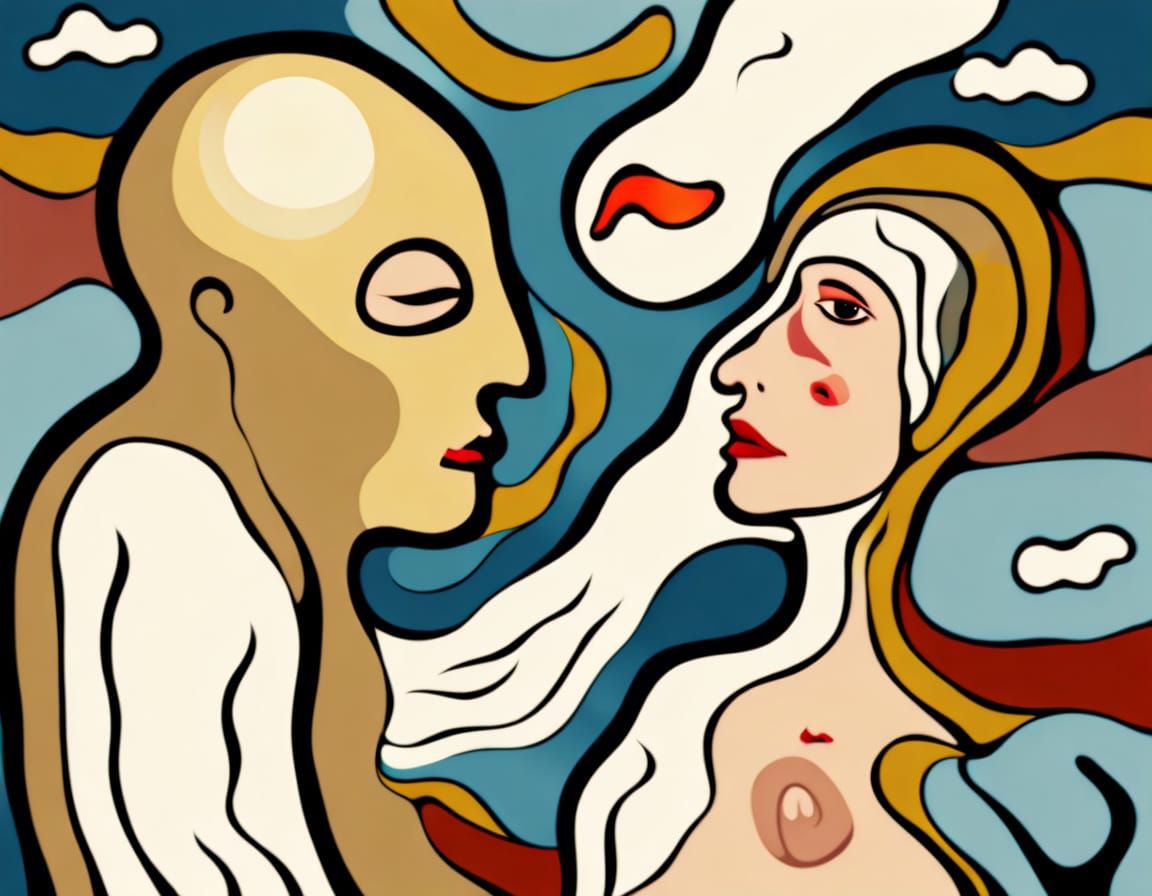 Surreal Figure in Distorted Room: Digital Art