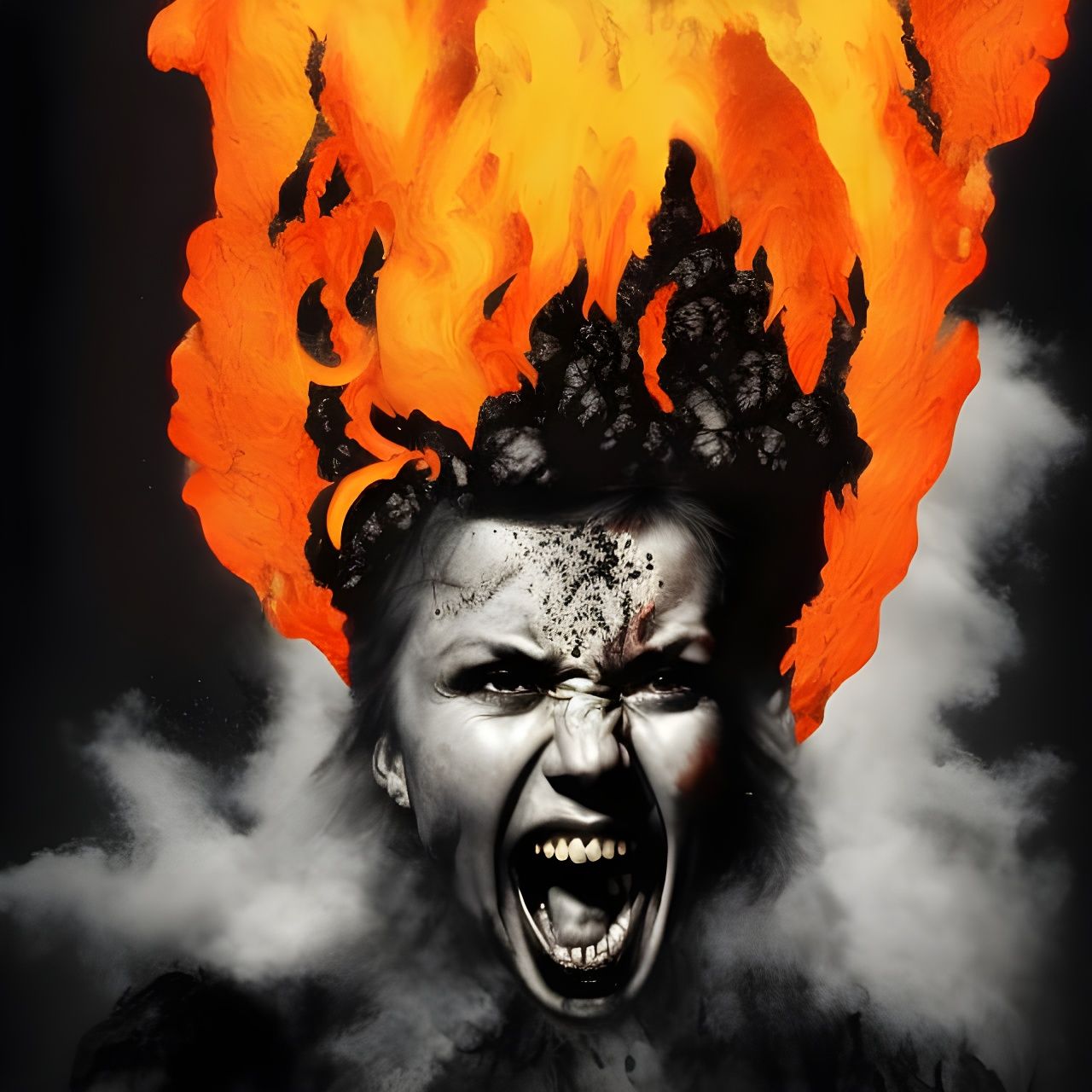 Volcanic Double Exposure Portrait as Fine Art