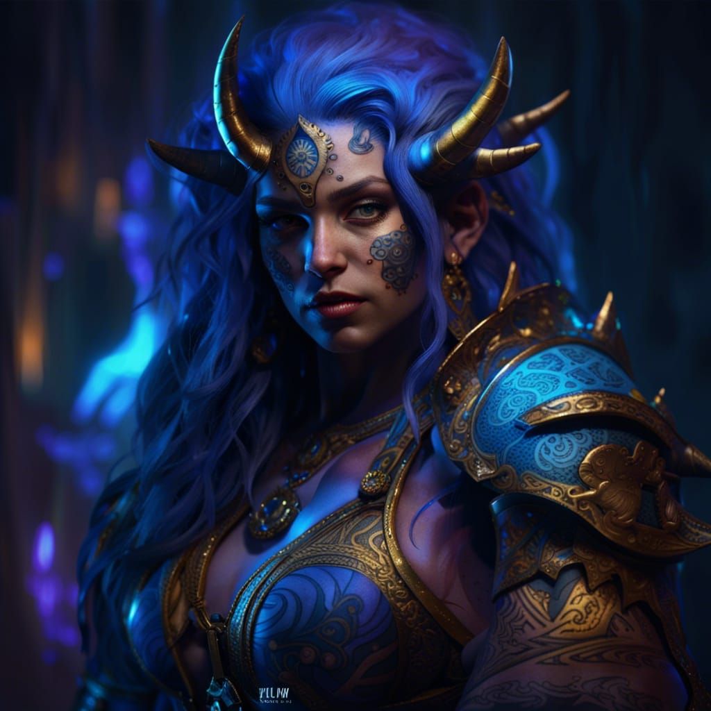 Blue Light Tattoos: Dark Fantasy Concept Art