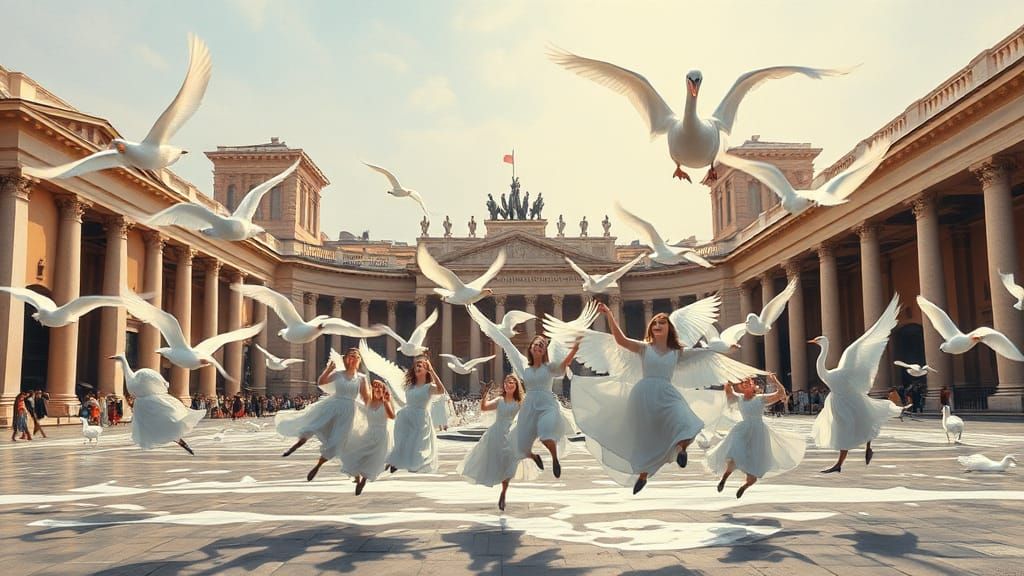 Sabine Women Abduction in Surrealist Roman Dream