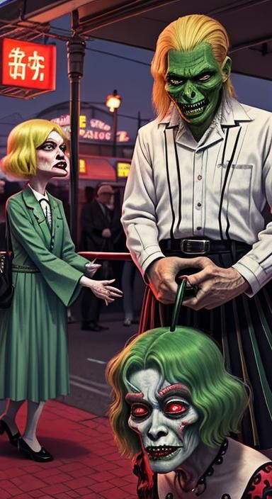 Ghouls at European Trolley Stop