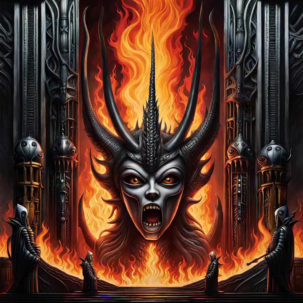 Infernal Naberius in Cyberpunk Horror Style