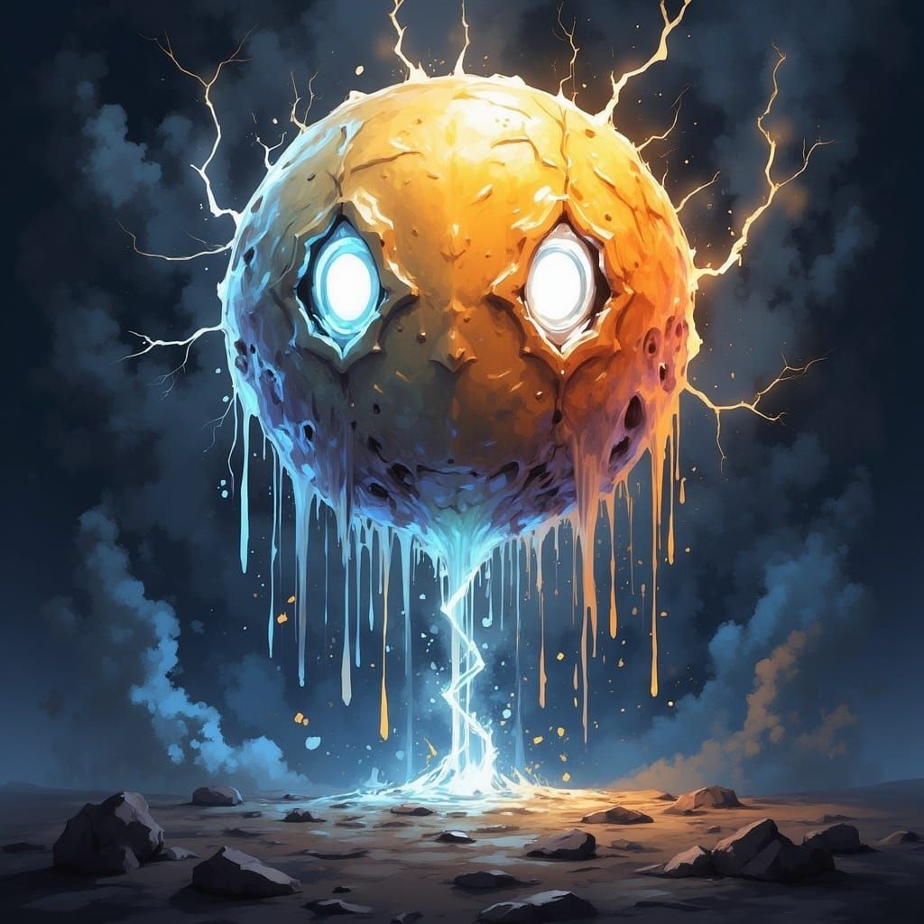 Electrified Slime: Biomechanical Surrealism in a Storm