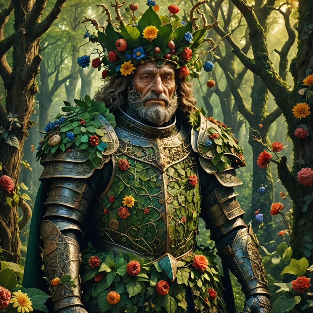 Arcimboldo-Style King in Forest with Creatures