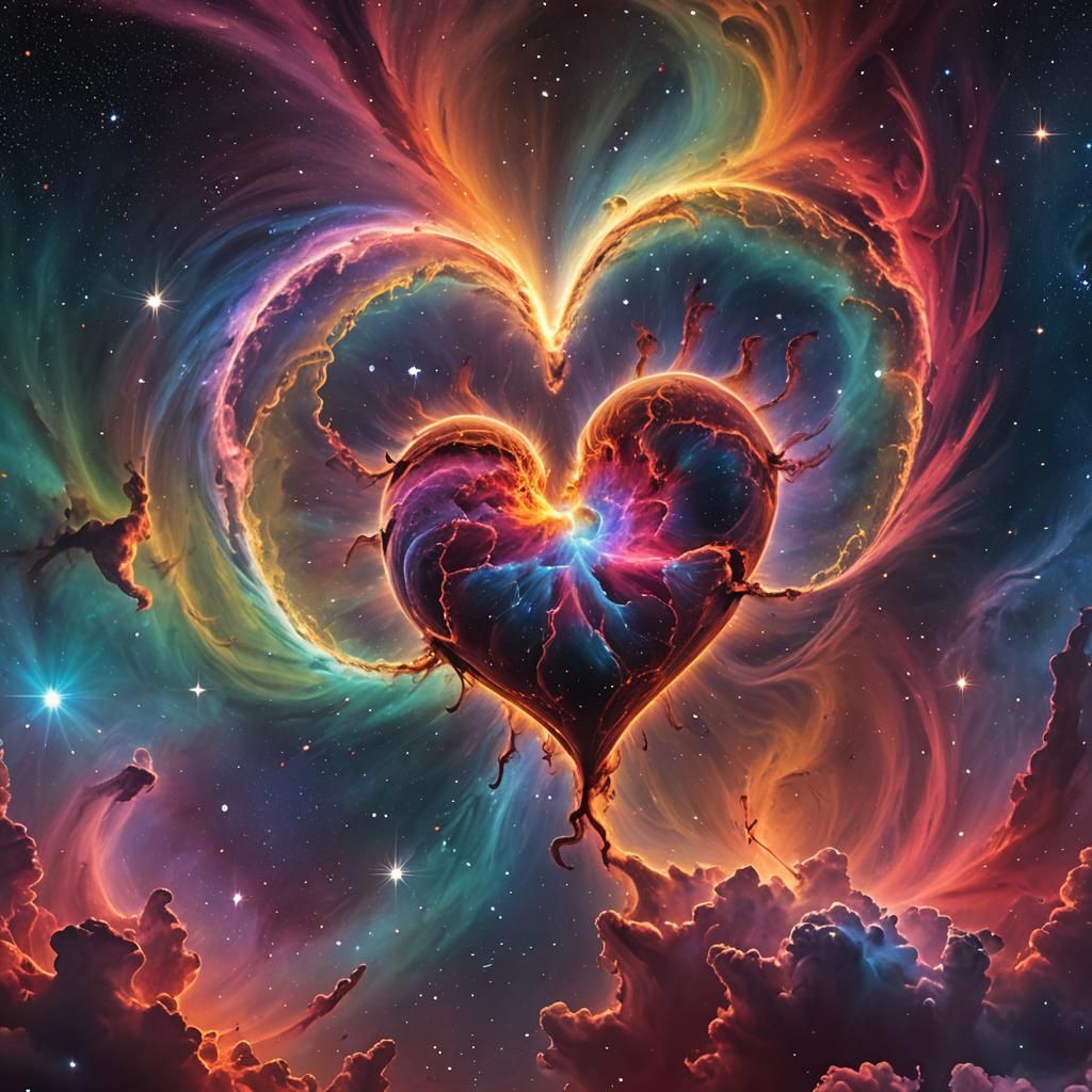 Heart Nebula: Surreal Sci-Fi Digital Art