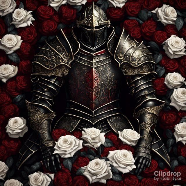 Grimdark Paladin in Roses, Dark Fantasy Art