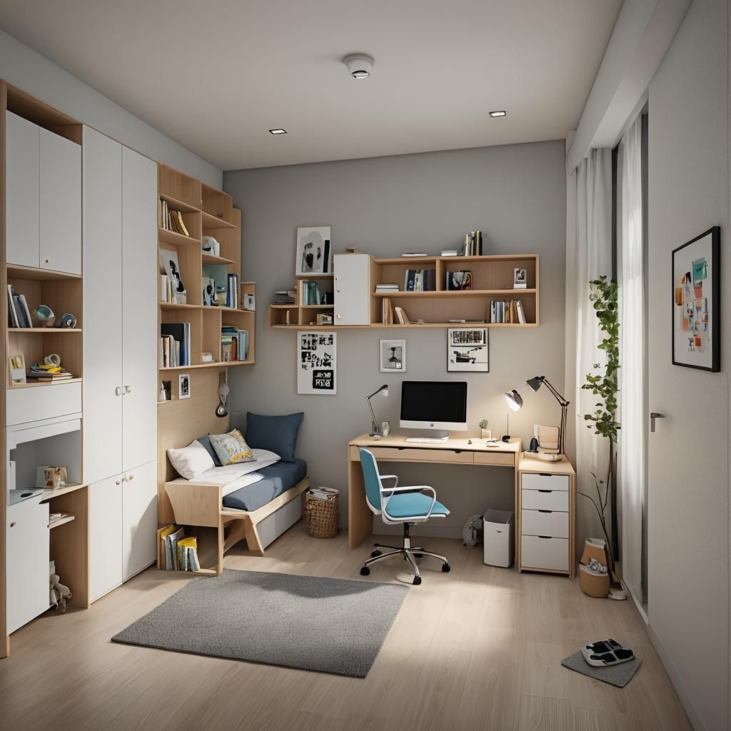 Square Room Interior with Minimalist Furniture