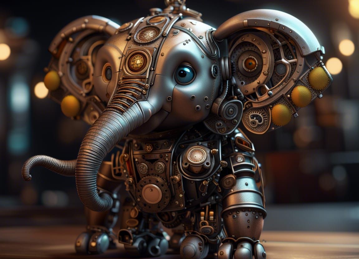 Steampunk Robot Elephant Portrait in Unreal Engine 5