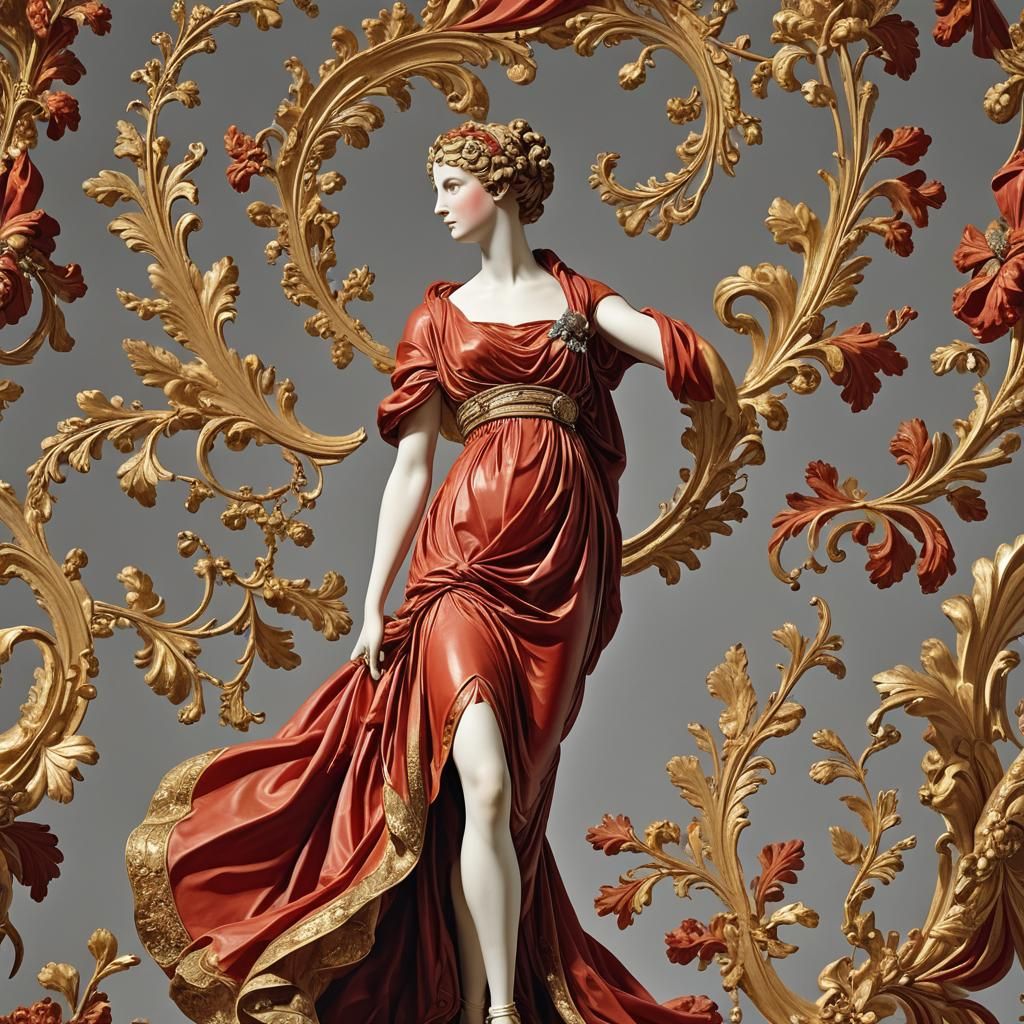 Elegant Haute Couture Art in Art Deco Style