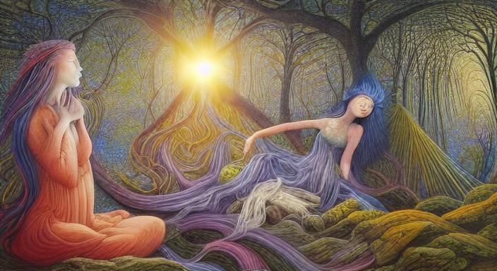 Talisman Keepers in Motion: A Surreal Watercolor