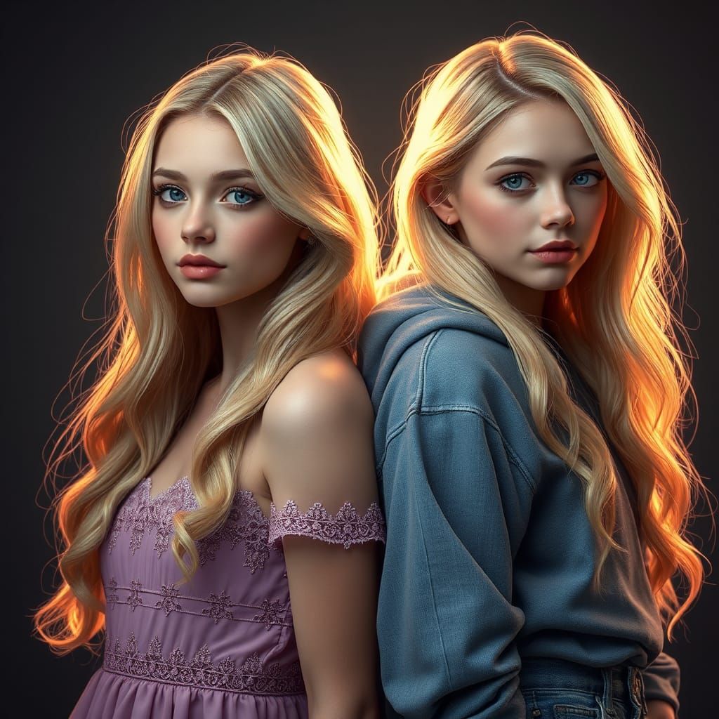 Golden-Haired Girls Portrait in Artgerm Style