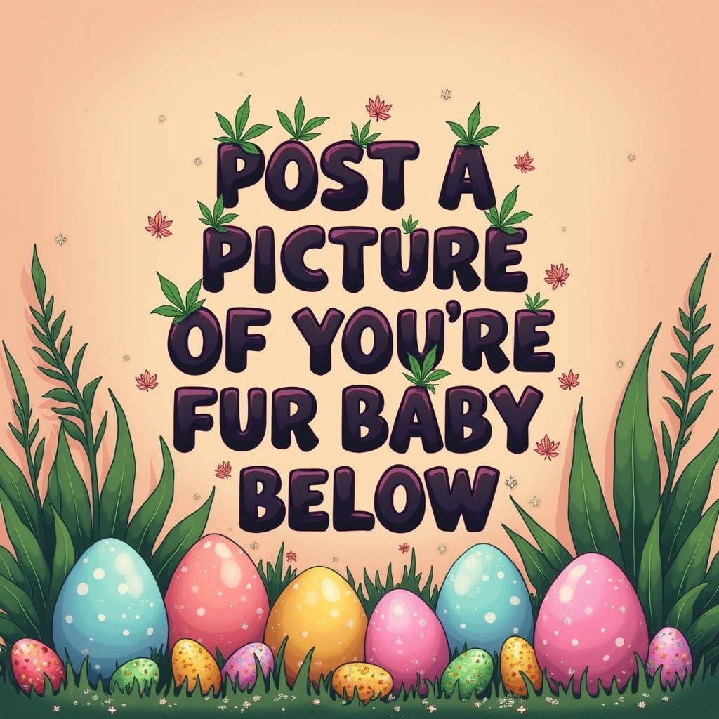 Vibrant Easter Cannabis Wallpaper with Cartoonish Letters