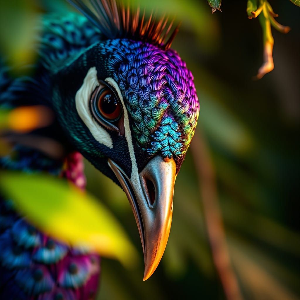 Majestic Peacock Portrait in Vibrant Colors