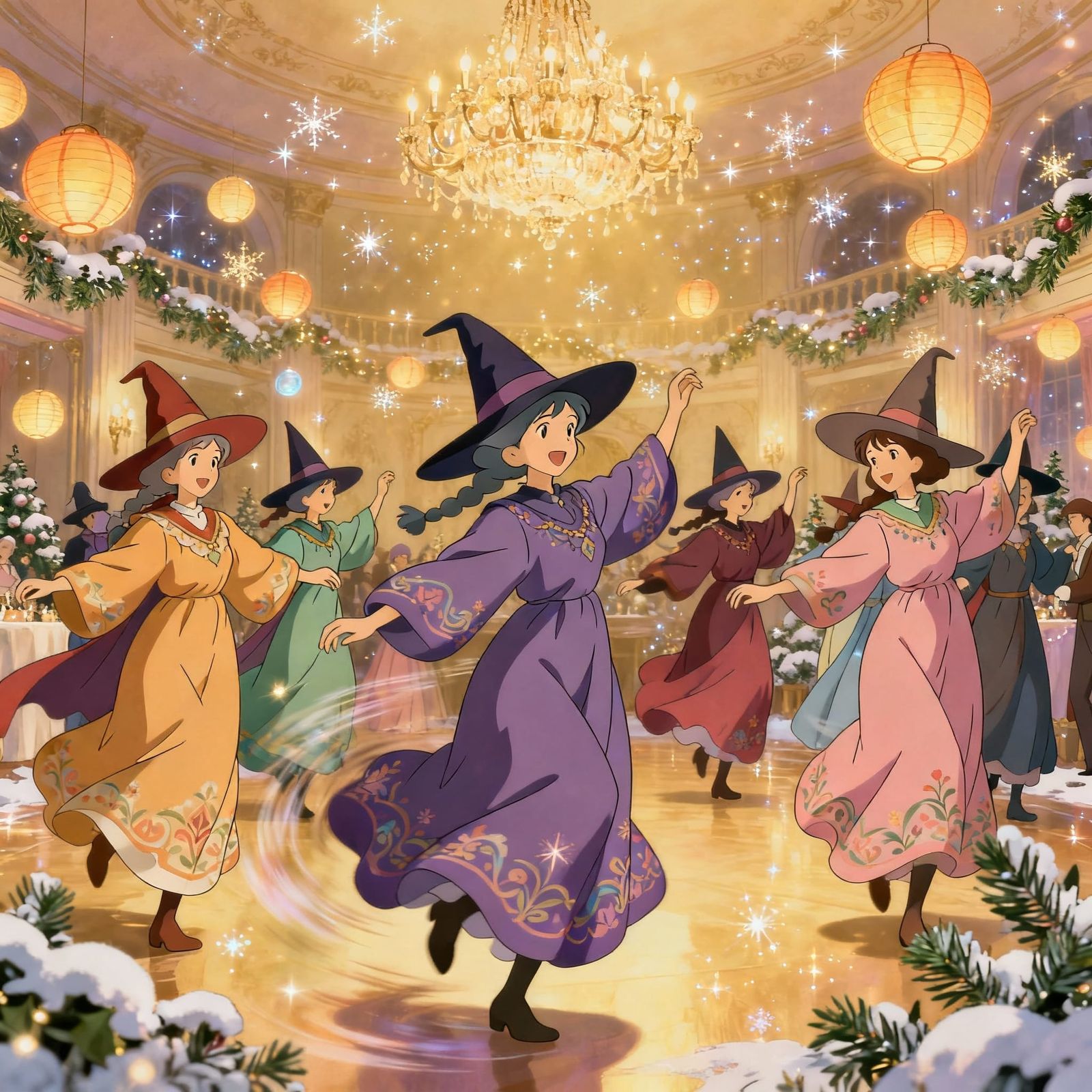 Witches New Year's Ball Anime Style