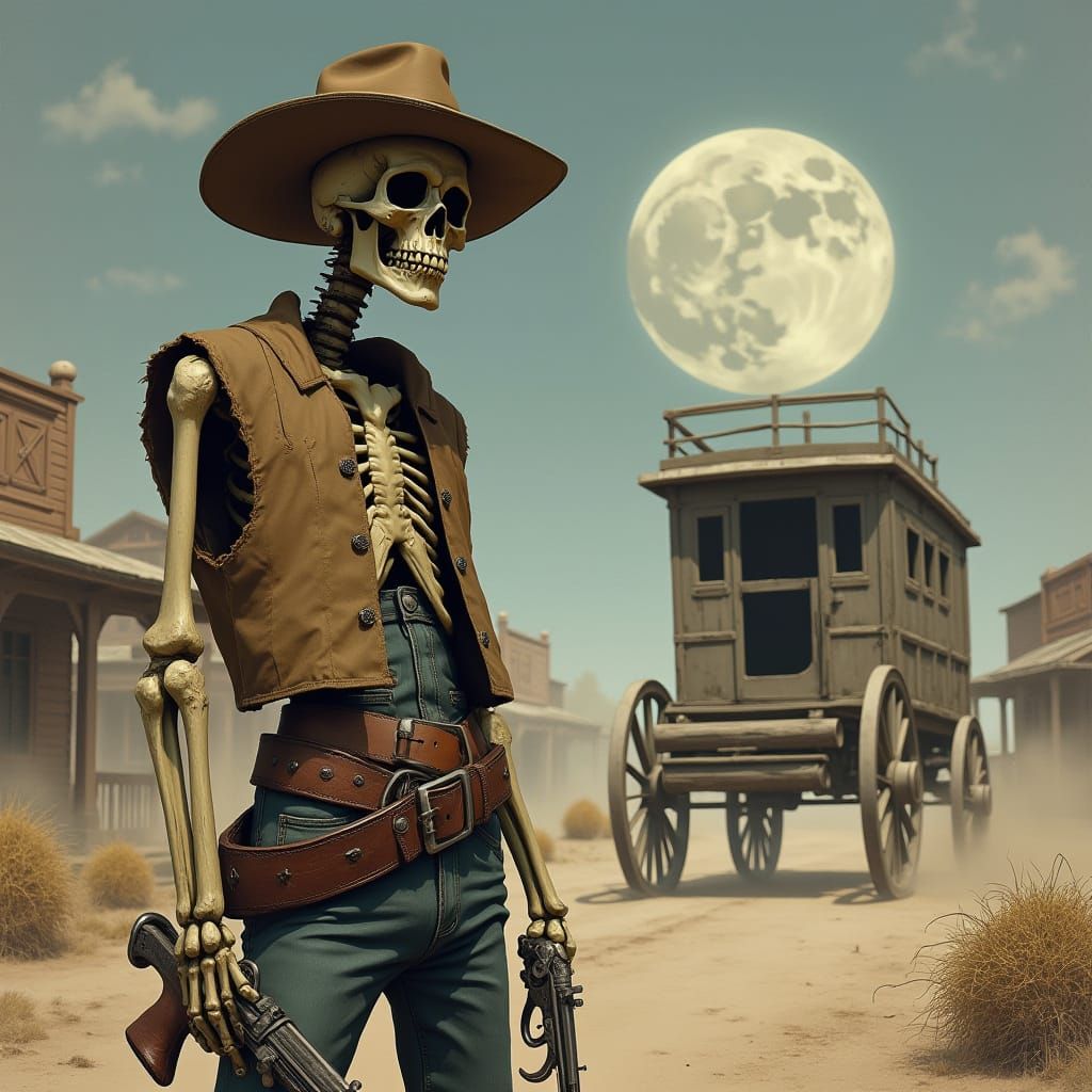 Resolute Cowboy Skeleton in Abandoned 1880s Ghost Town