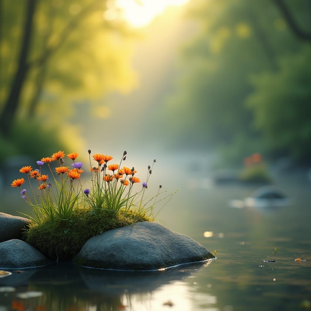 Vibrant Wildflowers in Soft Morning Light