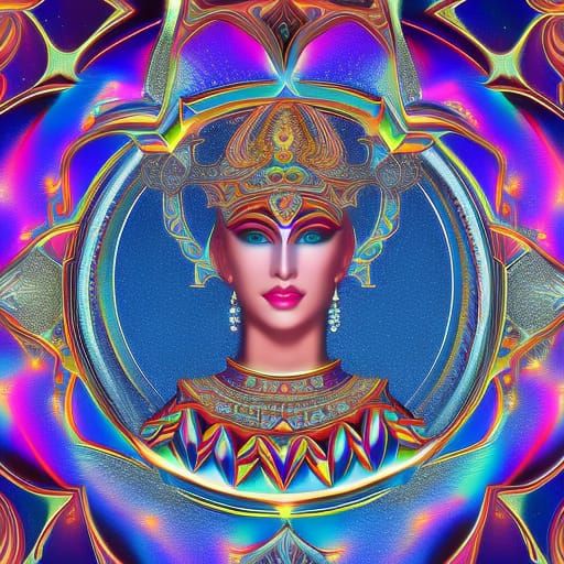 Goddess of Ornaments in Holographic Astral Style