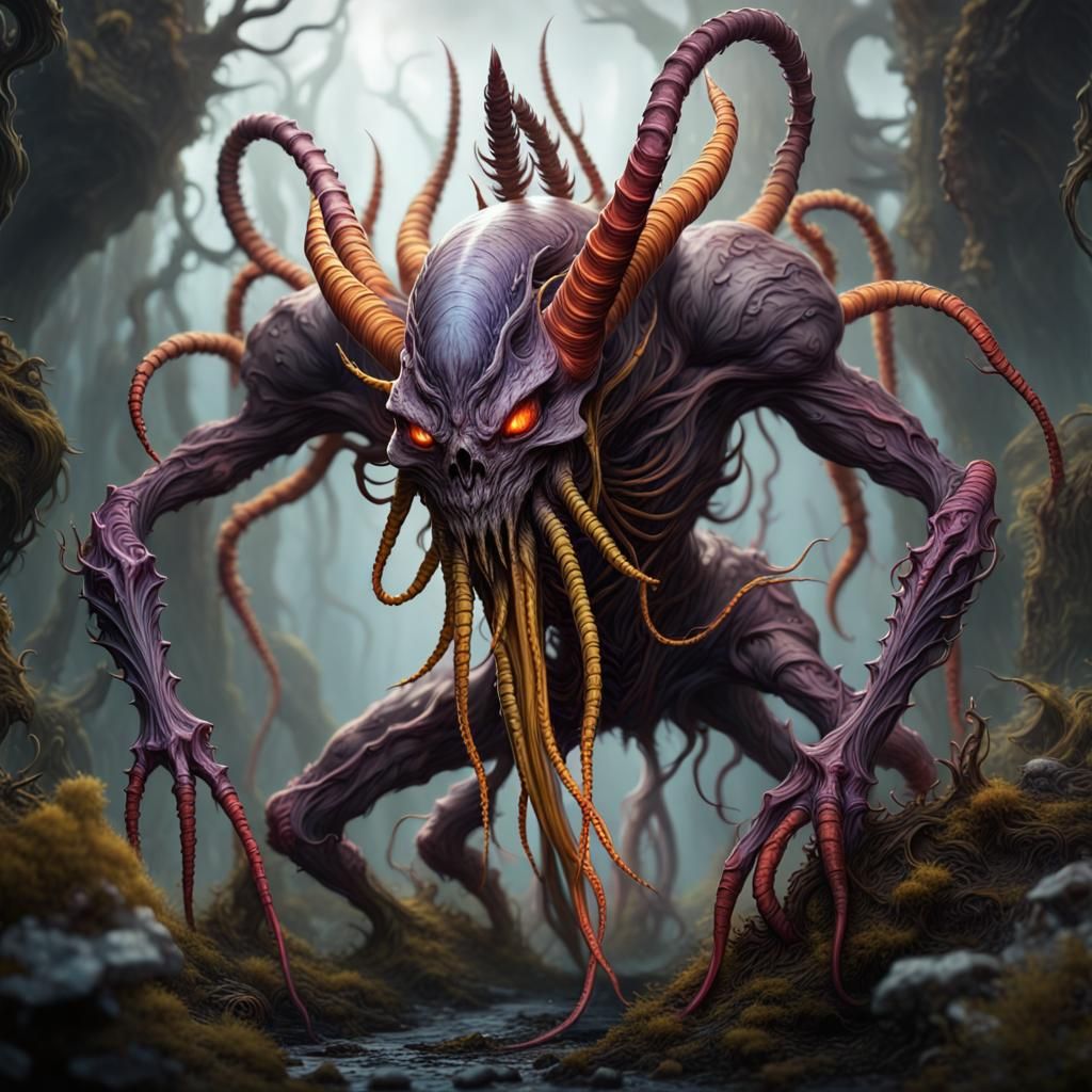 Demonic Extraterrestrial Cordyceps Creature in Detailed Pain...