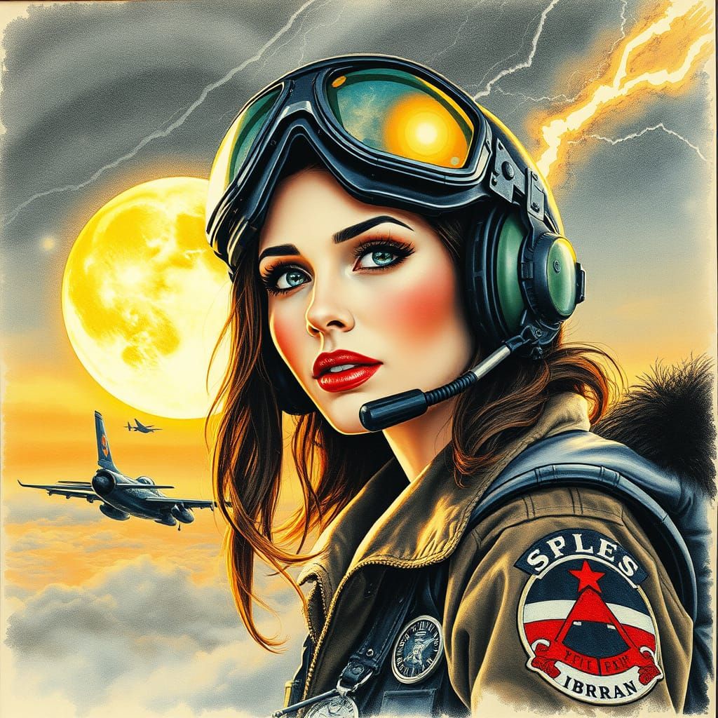 Airforce Pilot Portrait in Stipple Art Style