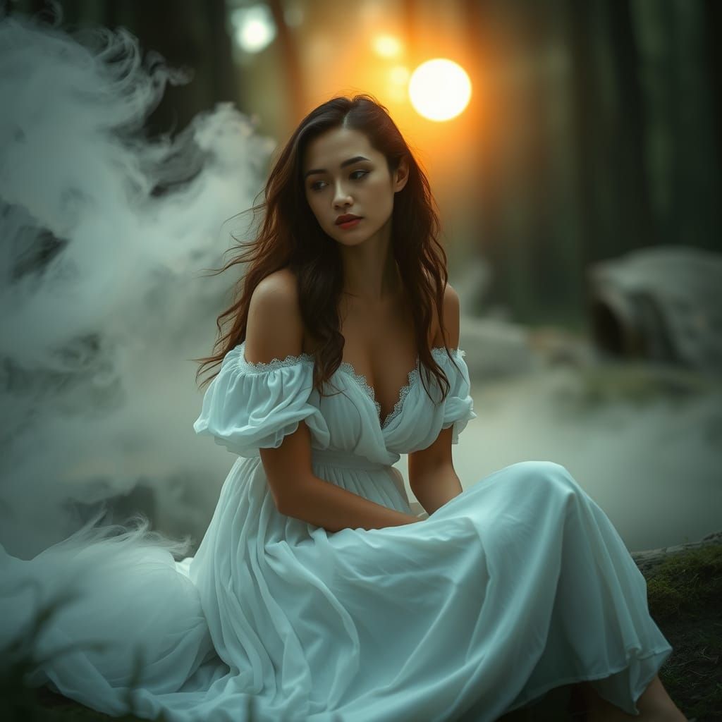 Woman Finds Peace in Moonlit Forest Sanctuary