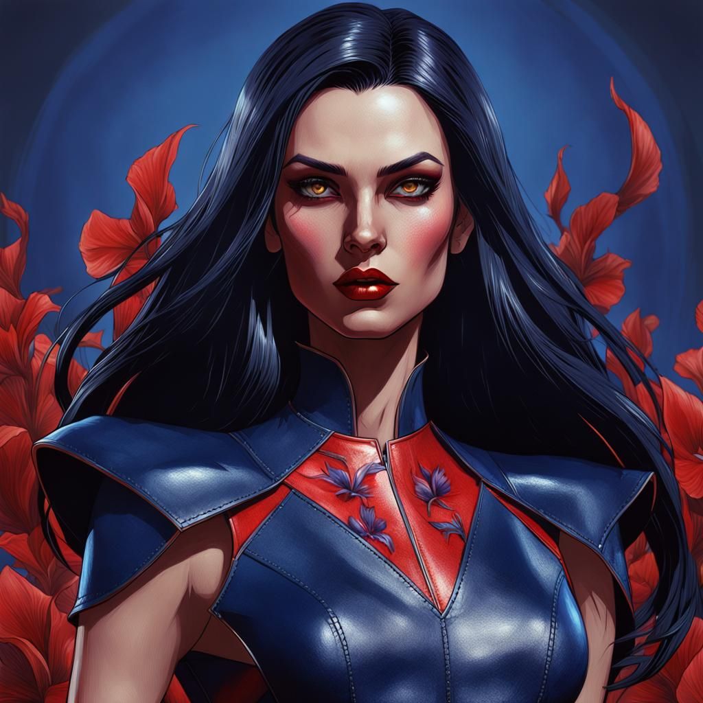 Elegant Vampire Woman Portrait in Comic Book Style