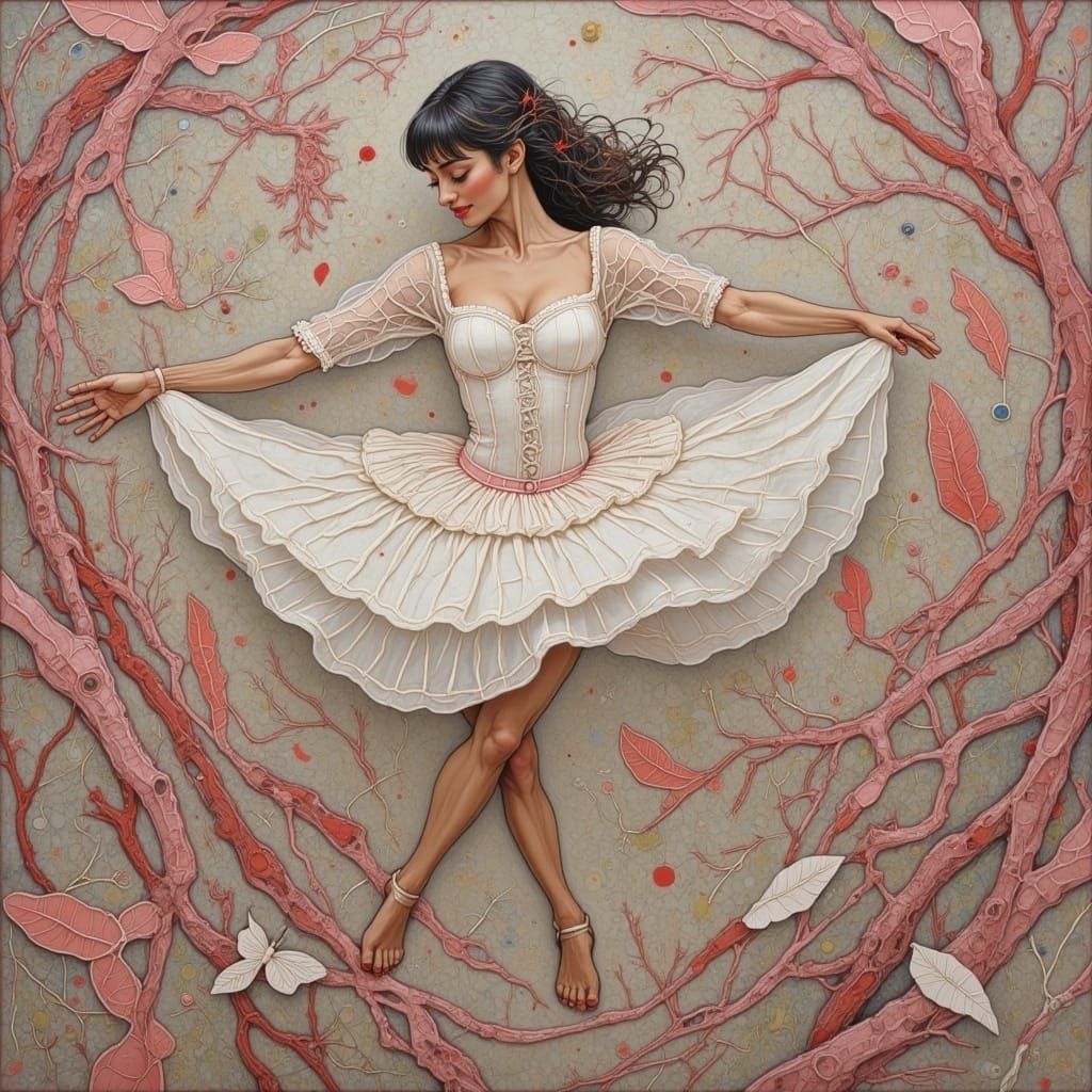 Ethereal Ballerina in Soft Pink Satin Backdrop